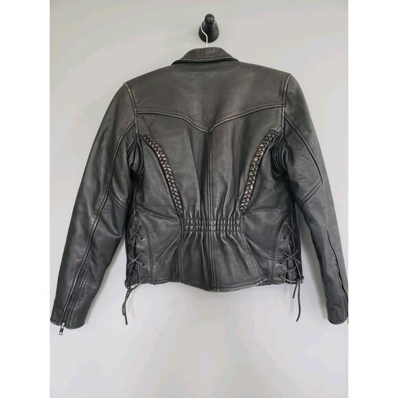 Vintage Vanguard Cowhide Black Leather Jacket Small MOTORCYCLE RIDING LINED 90s - Picture 15 of 16